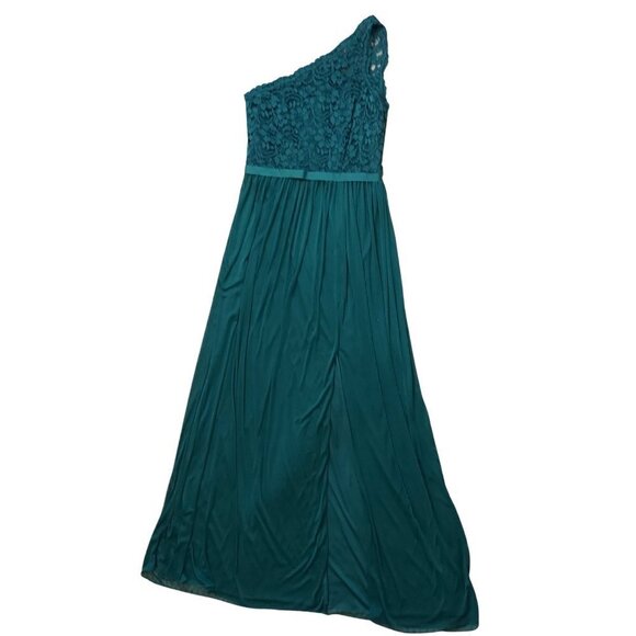 David's Bridal Dresses & Skirts - NEW Davids Bridal Formal Dress Forest Green Lace Chiffon 1 Shoulder Size 6